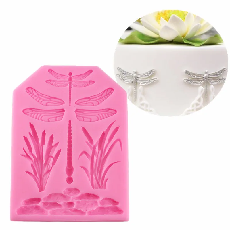 Pop Dragonfly Grass Cake Border Decoration Silicone Mold Fondant Cake Decorating Tools Candy Chocolate Gumpaste Molds H683