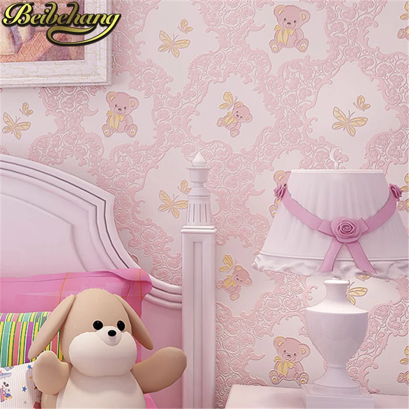 beibehang Cute Cartoon Bear Design Wallpaper roll Kids Room 3D Wallpapers Wall Papers Bedroom Decal Mural papel de parede 3d