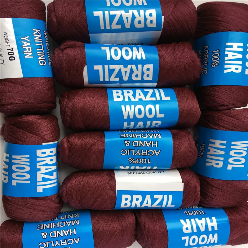 Free Shipping Wholesale New Brazilian Wool Hair African Hair Yarn for Braiding 10pcs