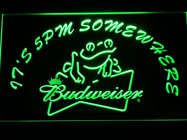 416 It's 5 pm Somewhere budweiser Frog LED Neon Light Signs