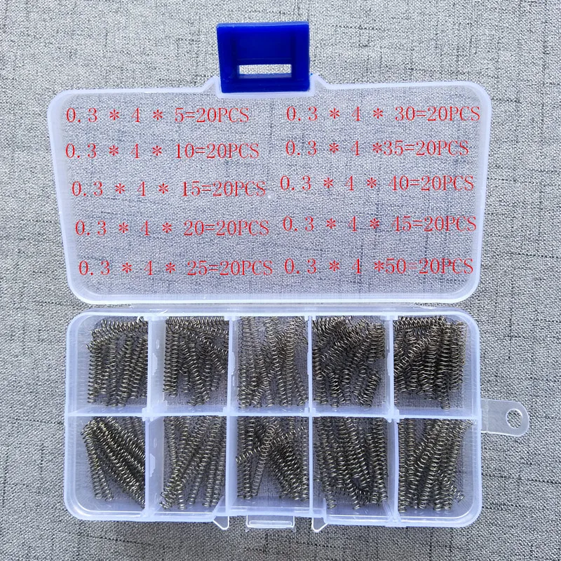 0.3 * 4* 5/10/15/20/25/30/35/40/45/50mm stainless steel spring small spring compression spring wire diameter 200pcs