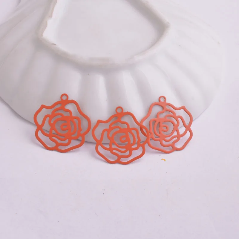 50 Stück AC2817 Messing Schwarze Blumenanhänger 20mm Kupferanhänger DIY Schmuckherstellung – Detail 8