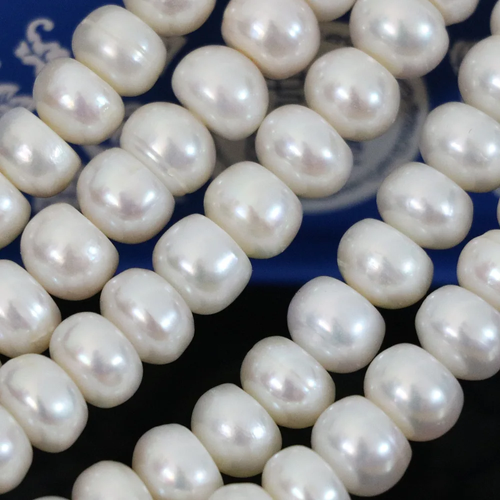 

Charms 9-10mm natural freshwater cultured white pearl abacus beads fashion fine jewelry making 15inch B1389