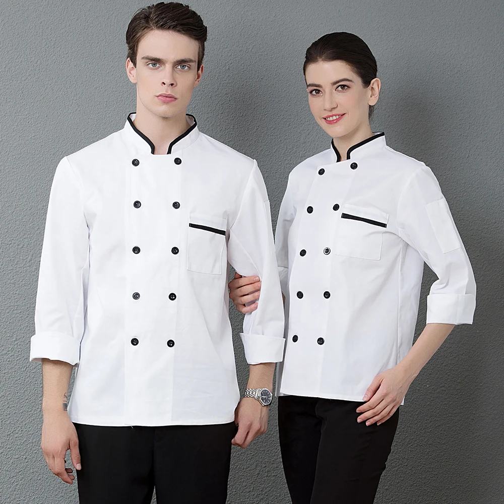 

Wholesale Men and Women Double Breasted Chef Jacket Autumn/Winter Long Sleeve Catering Cook Wear Hotel Cheap Work Uniform