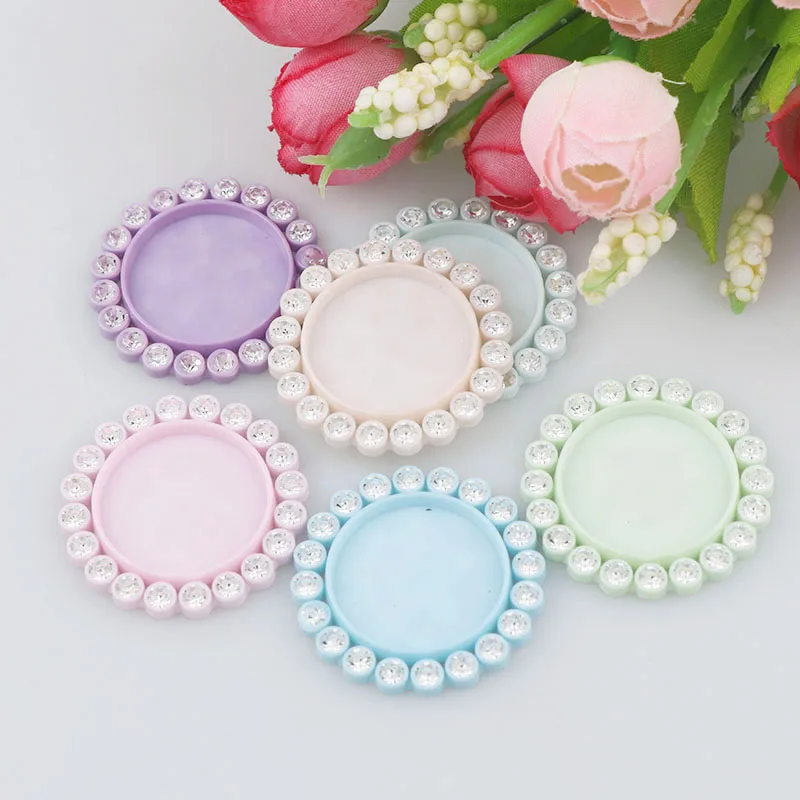 New DIY 50pcs 30mm inner 20mm Mix Color Round Resin Flatback Base Setting Rhinestone Cabochon Base Frame Setting Accessory