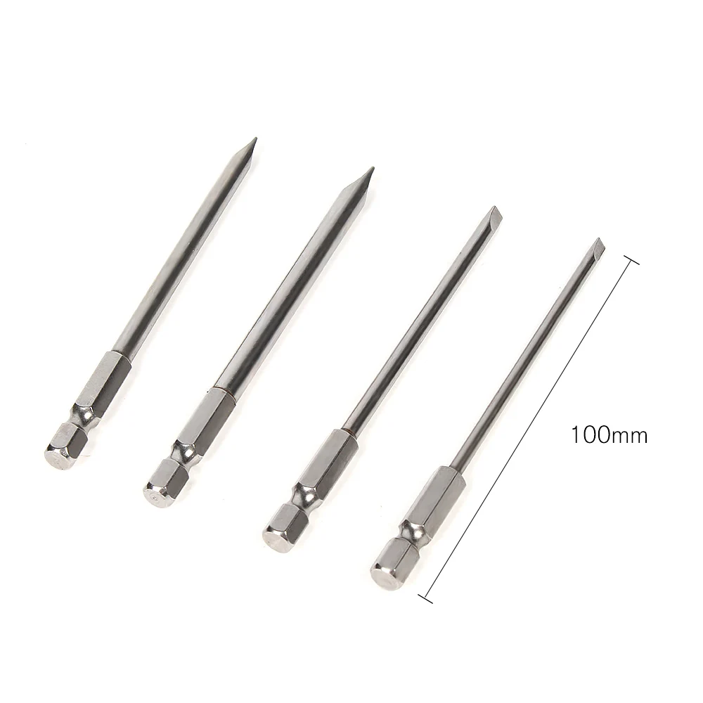 100mm Length 4pcs/lot S2 Steel Magnetic Slotted Screwdriver Bits Set Slotted Electric Screwdriver