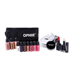 OPHIR Pro Makeup Set Airbrush Makeup System Kit with Air Compressor & Concealer Foundation Blush Eyeshadow Lipstick Set & Bag