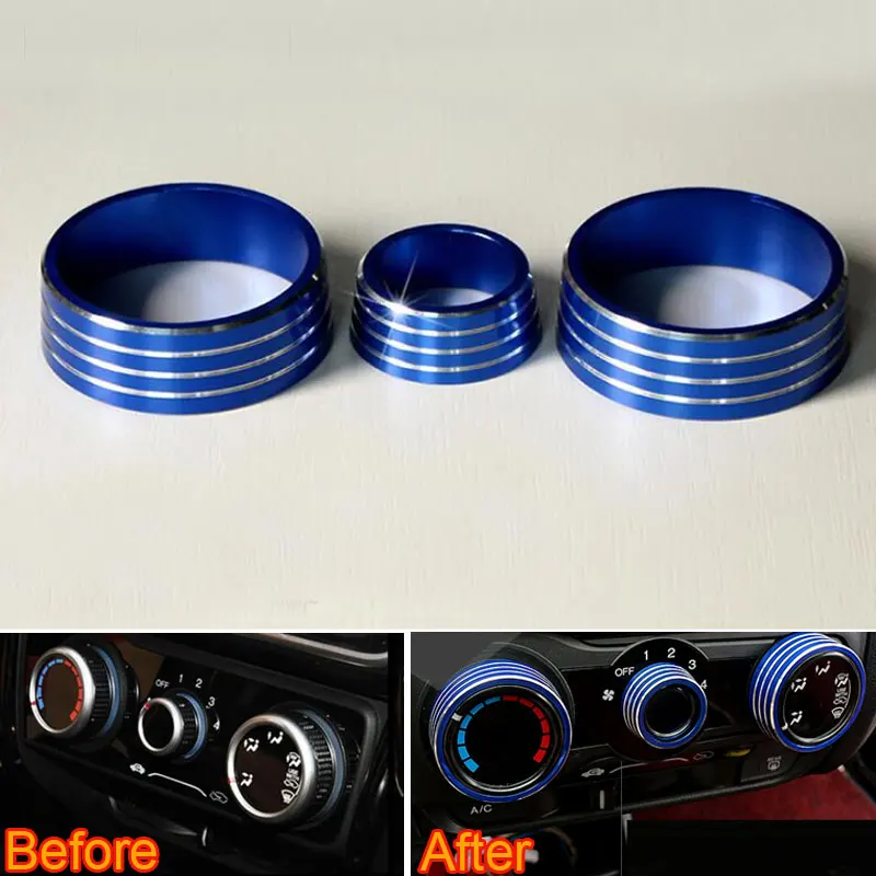 Car Interior 3pcs Dashboard Air Condition Adjust Switch Knobs Button Cover Frame Trim Fits For Honda City 2013 2014 2015