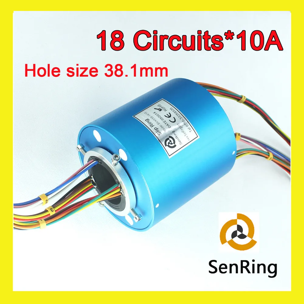 18 circuits 10A slip ring hole size 38.1mm 300RPM of through bore slip rings SENRING