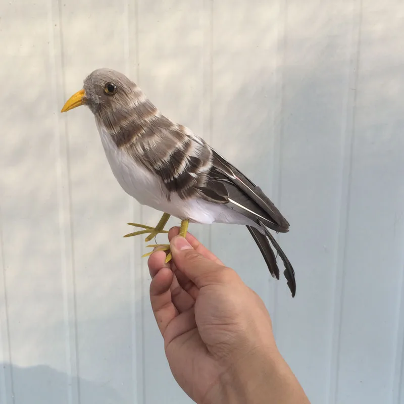 

25cm feathers gray sparrow bird Handmade model, polyethylene& feathers sparrow,home decoration toy Xmas gift w3921