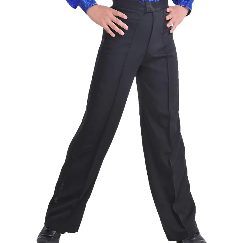 New Arrival Black color Professional men Latin Dance Pants Spandex Boys Ballroom Dance Pants