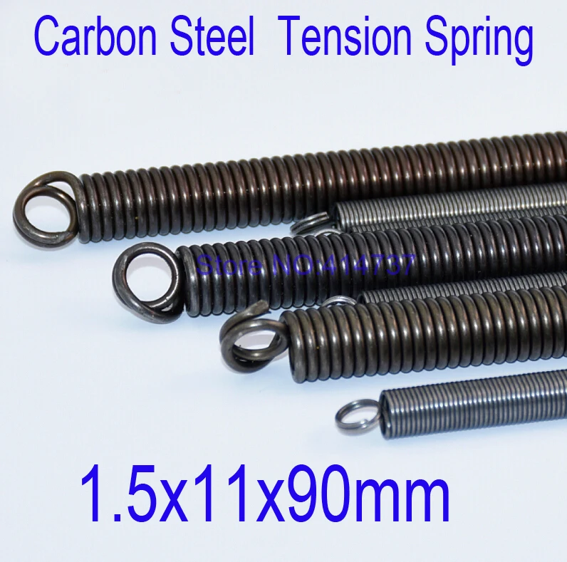 

50pcs/lot 1.5*11*90mm 1.5 wire Carbon steel with Black Zinc extension tension spring springs