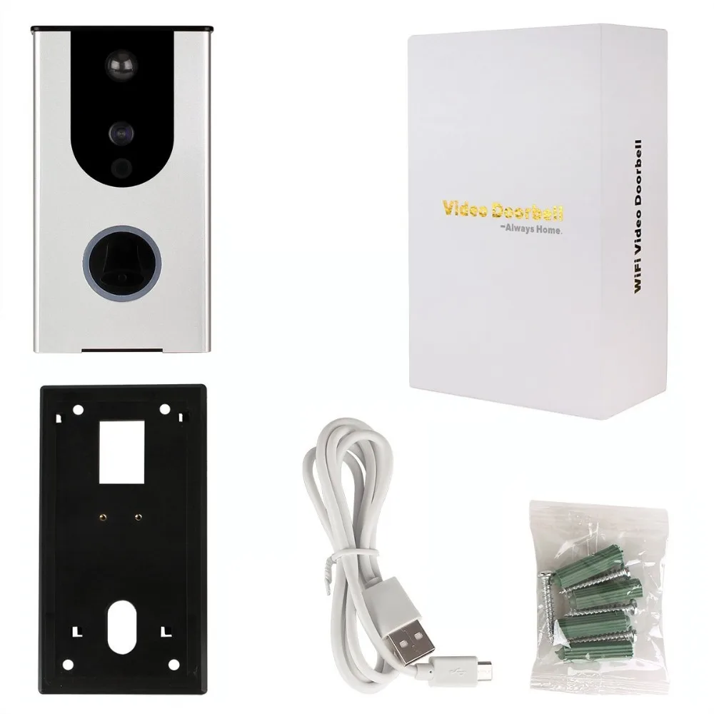 (1Set)Smart WIFI Doorbell Wireless Door Phone Built-in Lithium Battery Security Camera Infrared Detector Function snapshots APPs