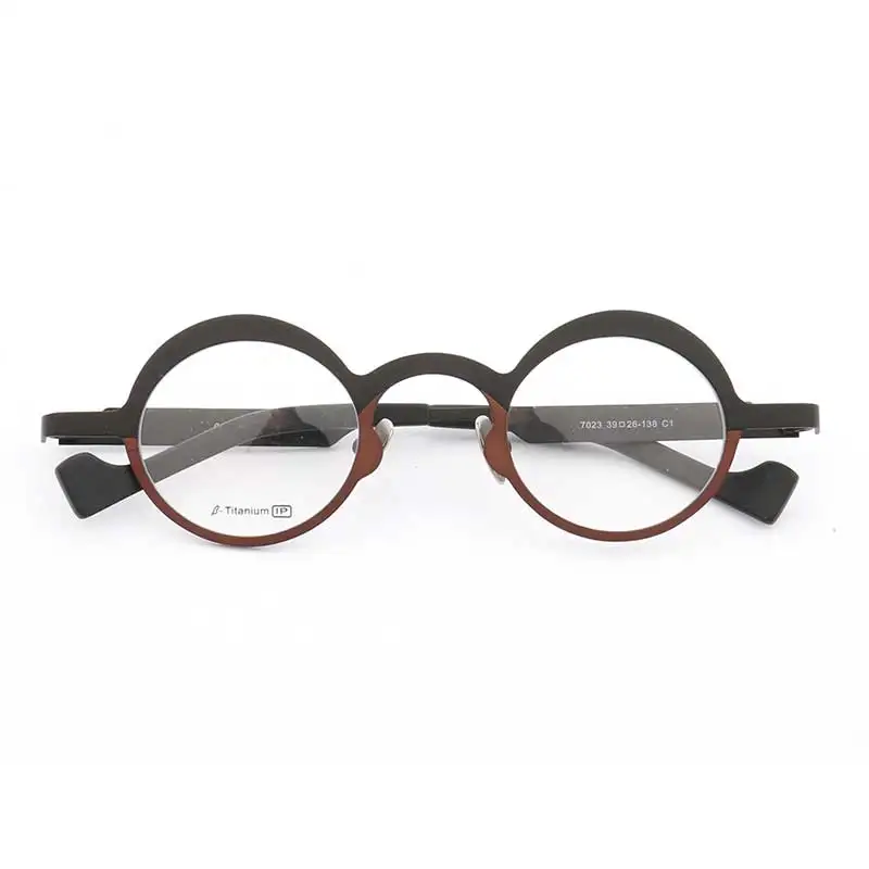 Retro Women Round Eyeglass Frame Men Optical Glasses Frames Pure Titanium Fashion Metal Light Prescription Spectacles Gold Red