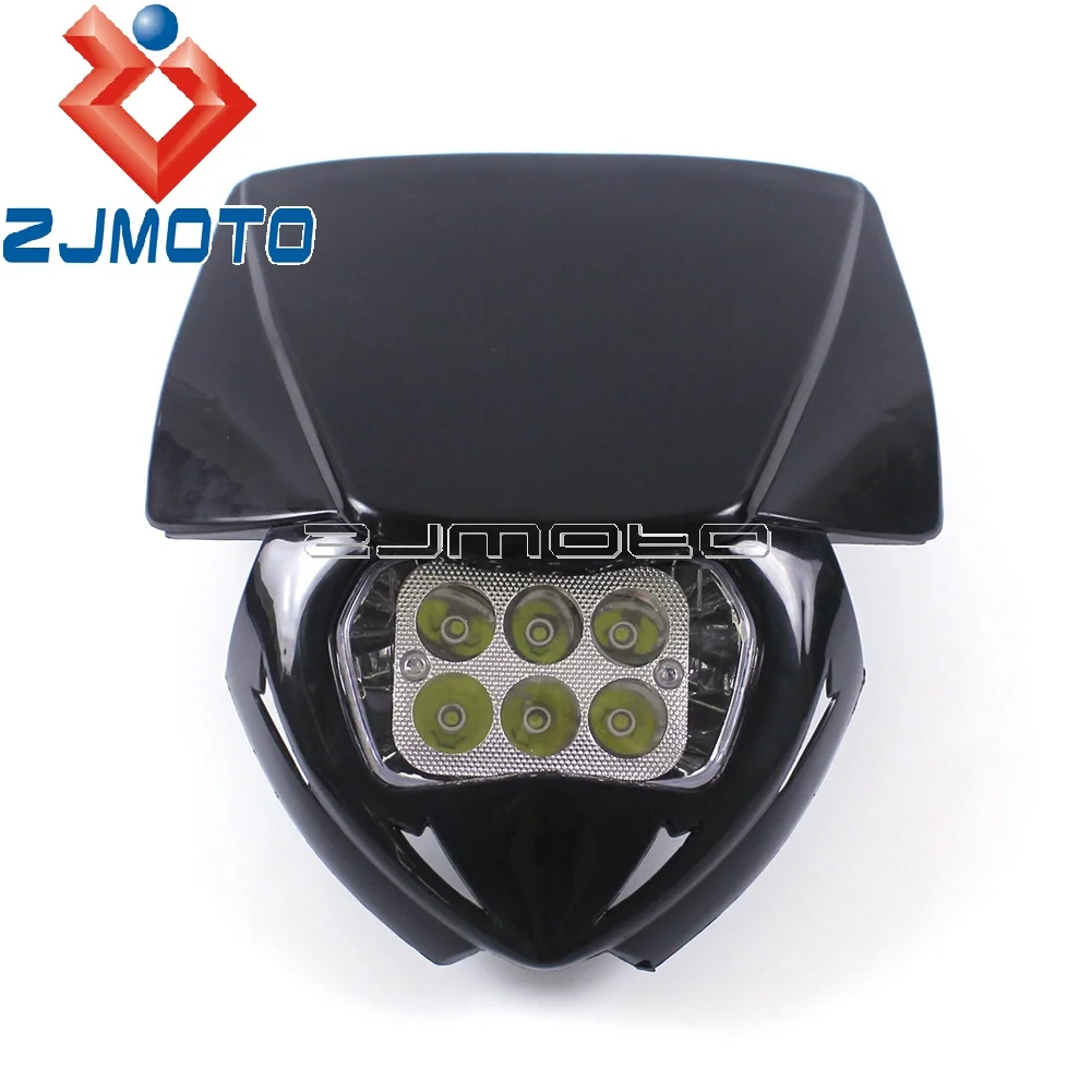 Universal Motorcycle Dirt Bike LED Headlight Fairing For Suzuki DR KLR KLX KX XT YZ EXC XC MX Enduro Supermoto Headlamp Mask