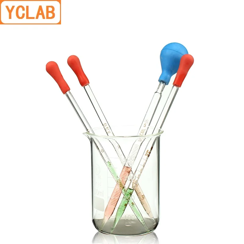 YCLAB 1/2/3/5/10mL Dropping Pipette แก้วใสที่สำเร็จการศึกษาและยางหัวนม Chemical Experiment น้ำมันหอมระเหยแต่งหน้า