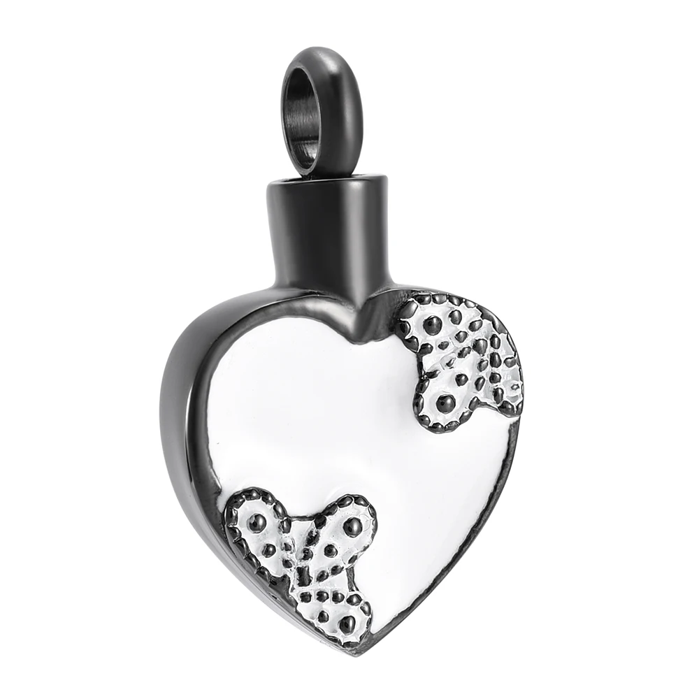 Charm Black Heart Memorial Jewelry Stainless Steel Cremation Urns Memorial Pendant Cremation Jewelry for Mom &Grandma