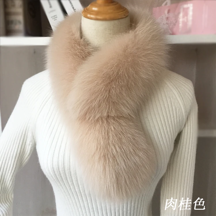 LUXURY Winter 100% Genuine Fox fur Scarves For Women Female Neck Warm 75*12cm Long Scarf Thickened Sjaal Coat Collar Neckerchief