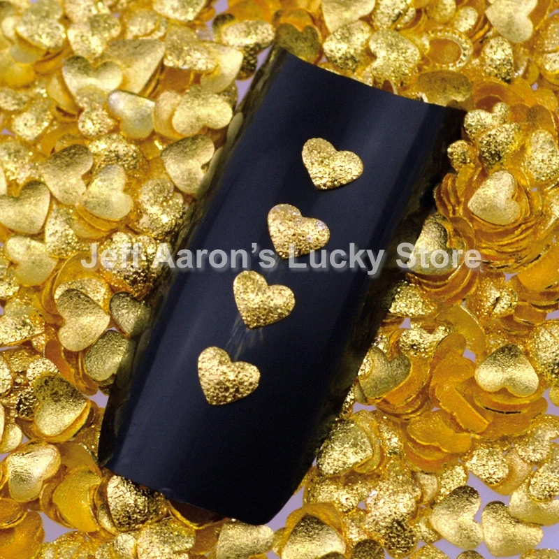 

500PCS Gold Frosted Heart Metal 3D Nail Art Decorations Studs Nails Accessoires Supplies Tool 4MM New Arrival