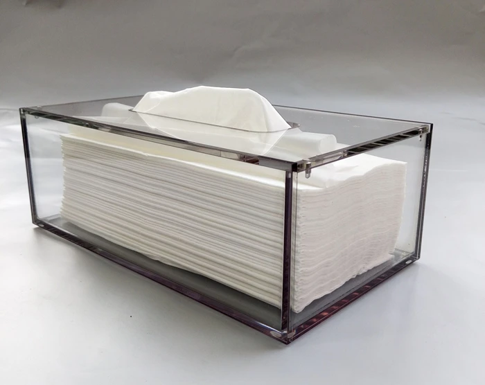 MEYA CRYSTAL acrylic RectangleTissue Box Dispenser with magnet Lid for Bathroom,Modern clear acrylic tissue box holder