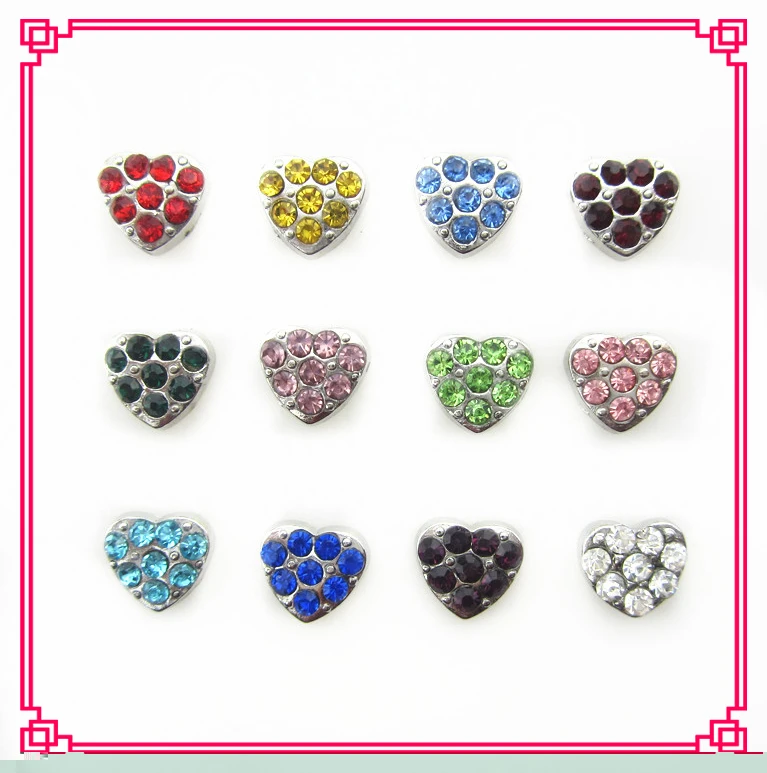 

Wholesale 60pcs/lot Mix Crystal Birthstone Heart Floating Charms Living Glass Memory Lockets Floating Charm DIY Jewelry Charms