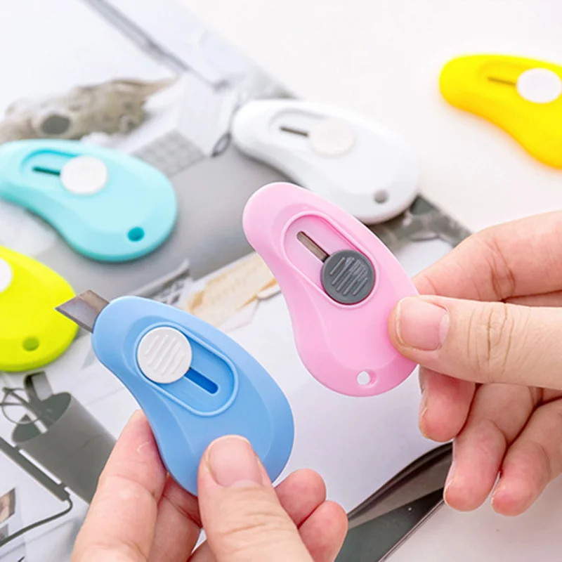 1 Pcs Solid Color Mini Portable Utility Knife Paper Craft Cutter Cutting Paper Razor Blade Office Stationery Escolar Papelaria