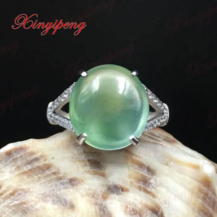 

925 sterling silver with 100% natural Female grape stone ring Full moist A birthday present Green gems