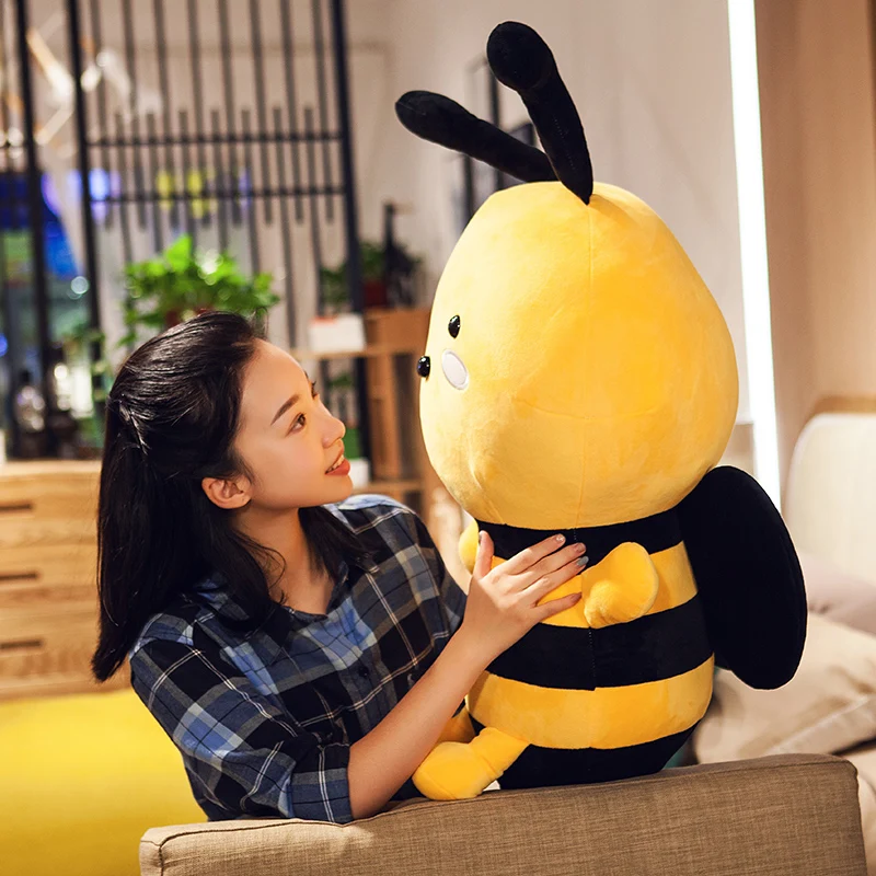 Dorimytrader New Lovely Cartoon Bee Plush Toy Giant Stuffed Cartoon Honeybee Doll Pillow Gift Wedding Deco 31inch 80cm DY50515