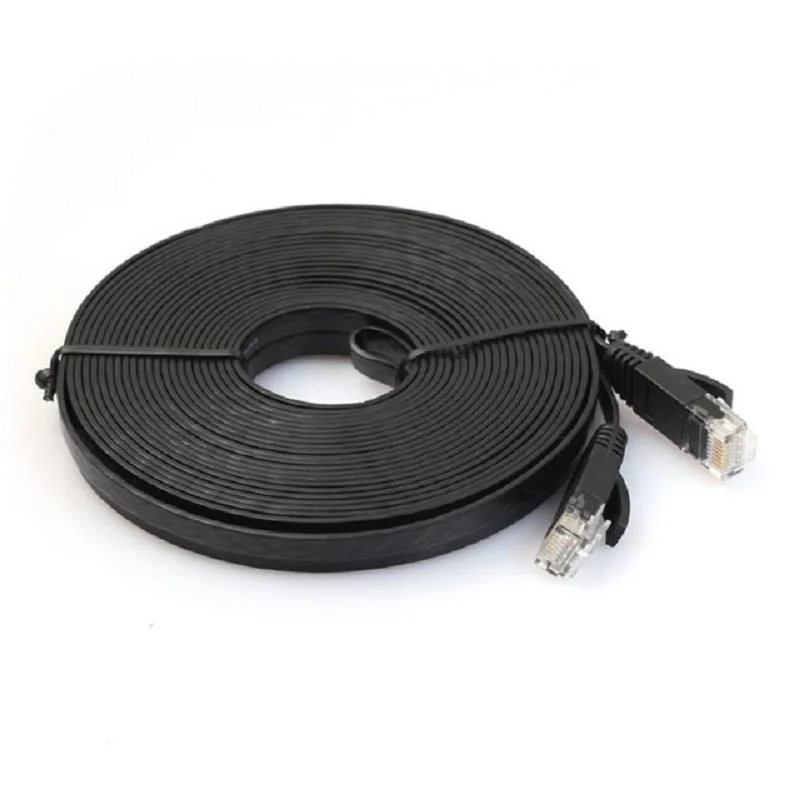 50pcs/lot Pure copper wire CAT6 Flat UTP Ethernet Network Cable 20m 66ft RJ45 Patch LAN cable black/white color