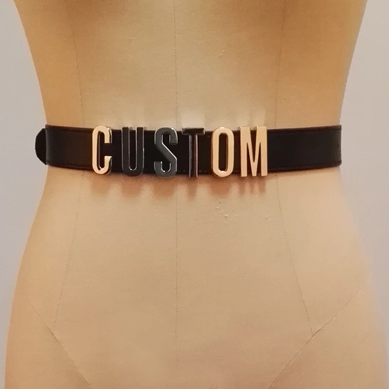 Men Women Unisex Unique Choose Letters Handmade Custom Letter Waist Belt Leather Cummerbunds Customised Name Word Waist Belt