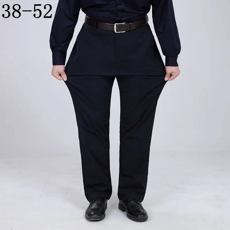 

BKTrend 2017 New Autumn Men's Casual Business Pants Stretch Elastic Fabric Loose Straight Pant Black Blue Khaki Big Size 38-52