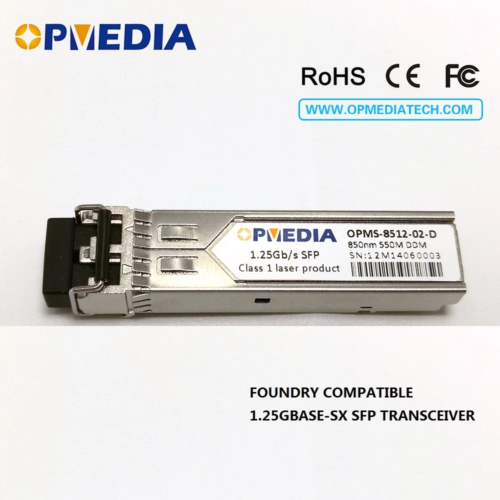 

Low price Foundry compatible 1000BASE-SX,1.25G SFP transceiver,850nm 550m, SFP optical module,LC connector,MMF,DDM,GLC-SX-MM