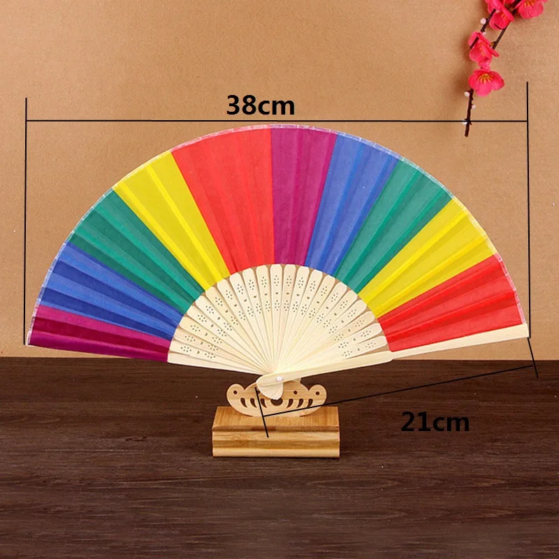 50pcs/Lot Handmade 21cm Candy Painted Colors Rainbow Wedding Party Hand Fan Event Party Gifts And Favor Supplies ZA4500