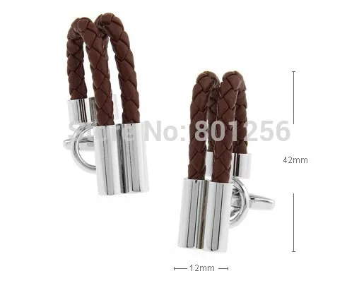 Designer Cufflinks Brown Color Pu Leather String Individual Design Hotsale Brass Cuff Links