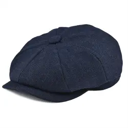 BOTVELA Wool Tweed Newsboy Cap Herringbone Men Women Gatsby Retro Hat 8 Panel Driver Flat Cap Black Brown Green Navy Blue Coffee