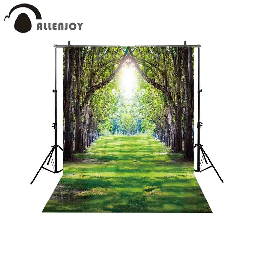 Allenjoy backgrounds for photography studio magic forest tunnel green summer lawn backdrop profession photo background photocall