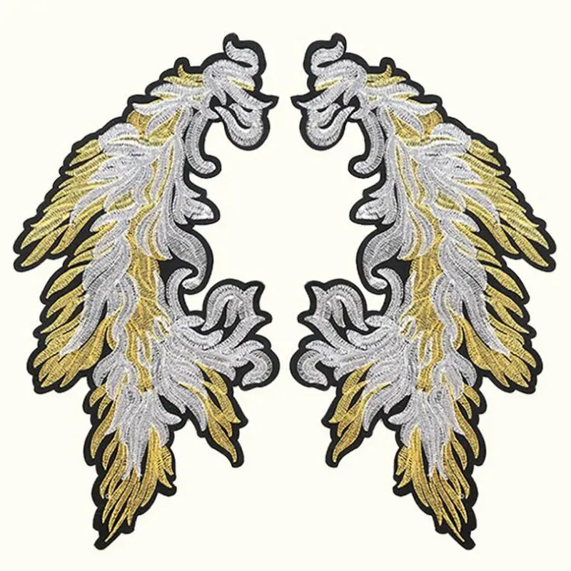 Wings Phoenix tail Patches Sew-on Embroidered Patch Motif Appliques Stickers For Clothes Sweater