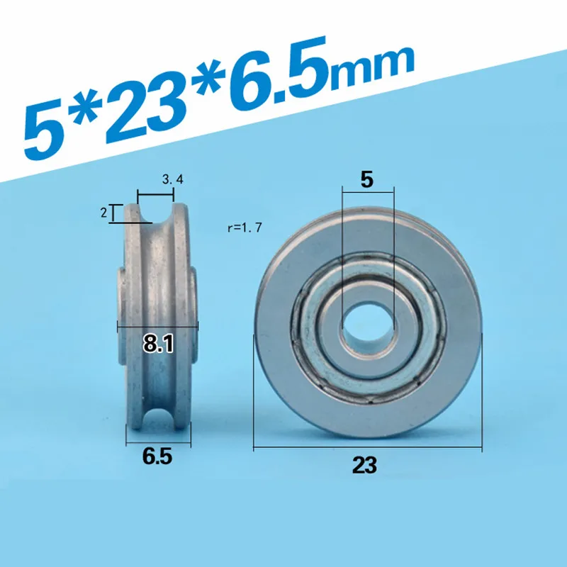 [U0523-6.5] 10 шт. высокое качество хромированная сталь Gcr15 U/V паз типа трек ролик колеса раздвижные двери шкив 0523UU 5*23*6,5 мм