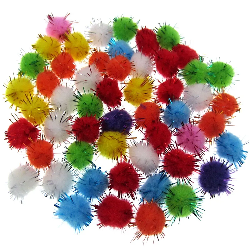 300pcs 15mm Mixed Glitter pompoms soft pom poms balls Arts Toys DIY Craft Supplies Sewing Fabric pompoms wedding Home Decoration