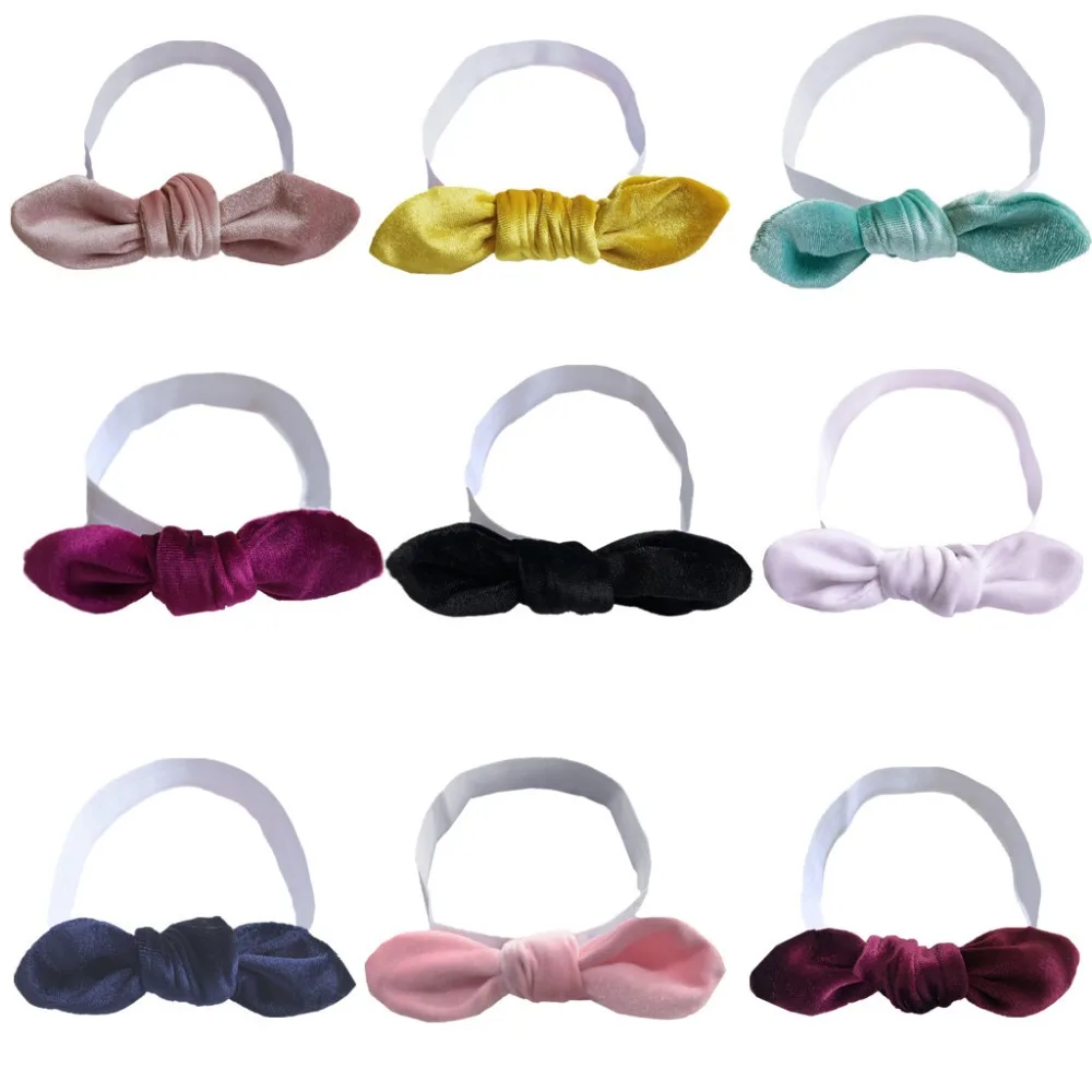 

New Children Girls Boys Bowknot Headbands Bebe Elastic Hair Bands Kids Turban Velvet Bows Hair Accessories