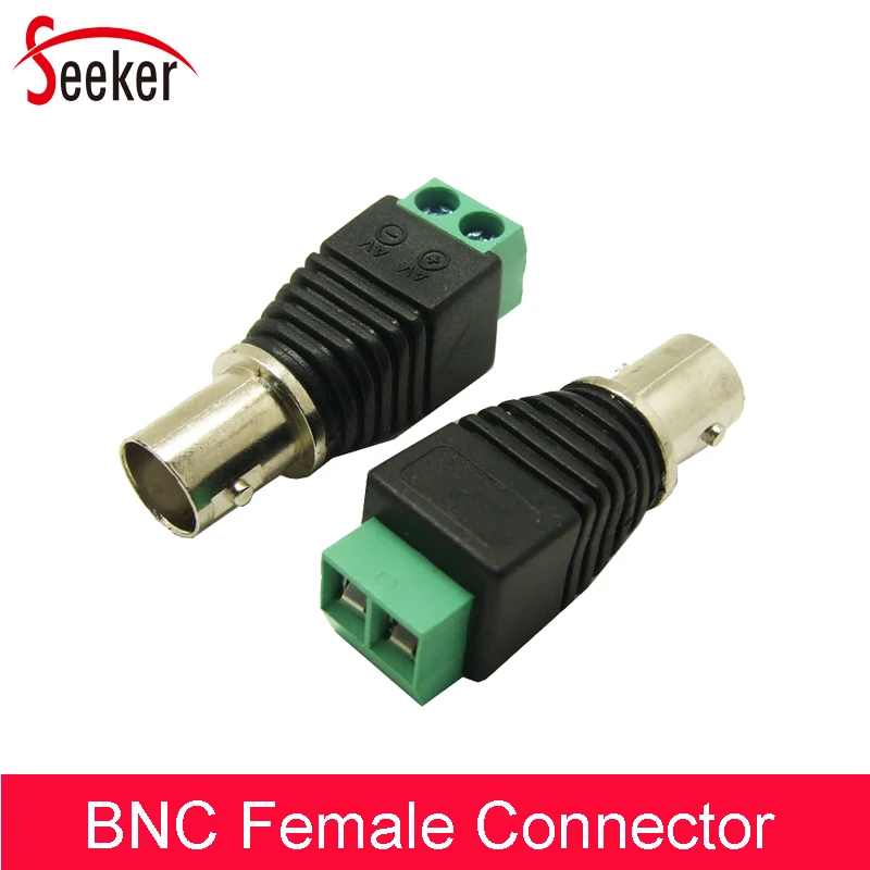 100pcs /lot CCTV Female BNC Connector Cat5 Cat6 Coax Video Balun BNC Jack Adapter Female Plug for Security System