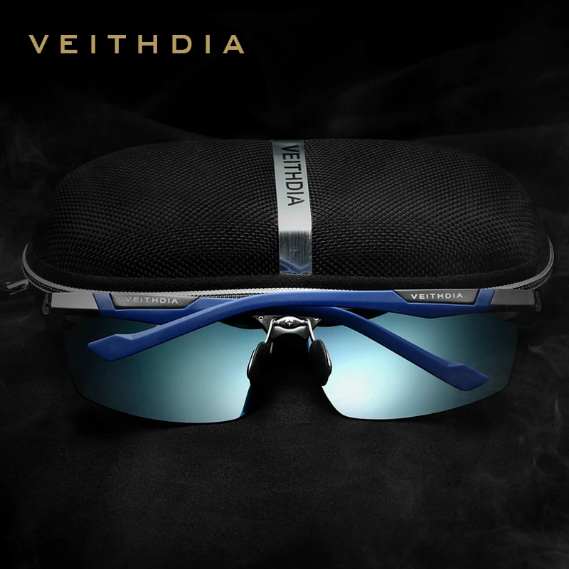 VEITHDIA Men\'s Sunglasses Aluminum Magnesium Polarized Blue Coating Mirror Sun Glasses Outdoor Male Eyewear Accessories 6589
