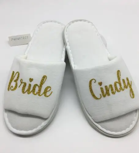 Zapatillas de boda personalizadas, zapatos de nombre de novia y dama de honor de boda, zapatillas de fiesta nupcial, recuerdos de despedida de soltera