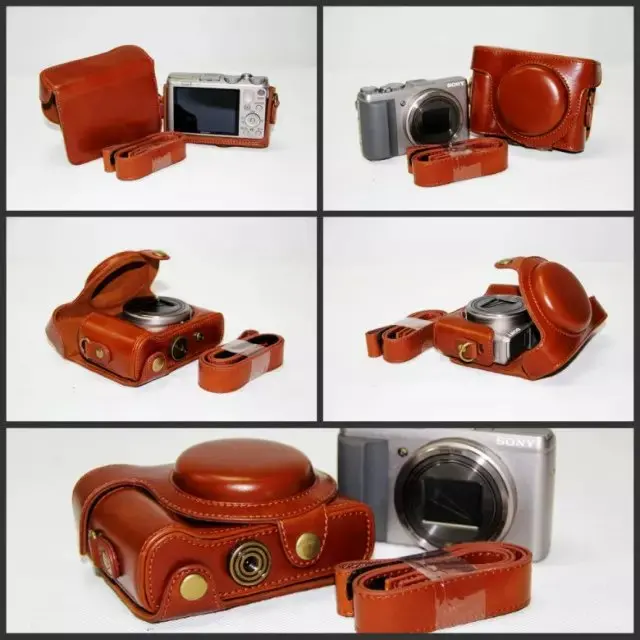 PU Leather Camera Case Bag Cover for Sony DSC-HX60 DSC-HX50V DSC HX60 HX50V HX30 Black Light Brown Dark Brown