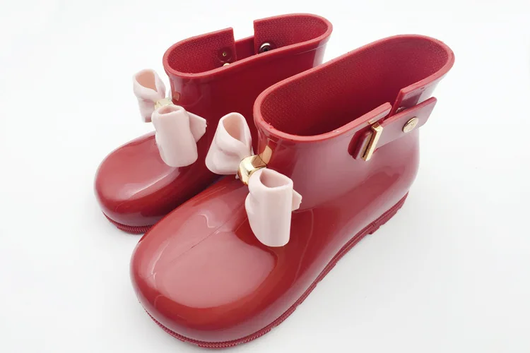 Big Size Children Boots Mini Girls Rainboots bowknot Jelly Shoes Boys Rain Boots Short Water Shoes Children Boots 4 colors