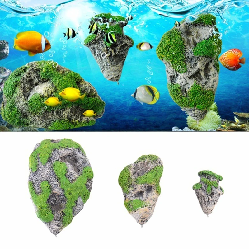 Artificial Floating Pumice Suspended Stone plant Grow on stone fish tank Ornament Avatar Fantasy Wonderland Aquarium Decoration