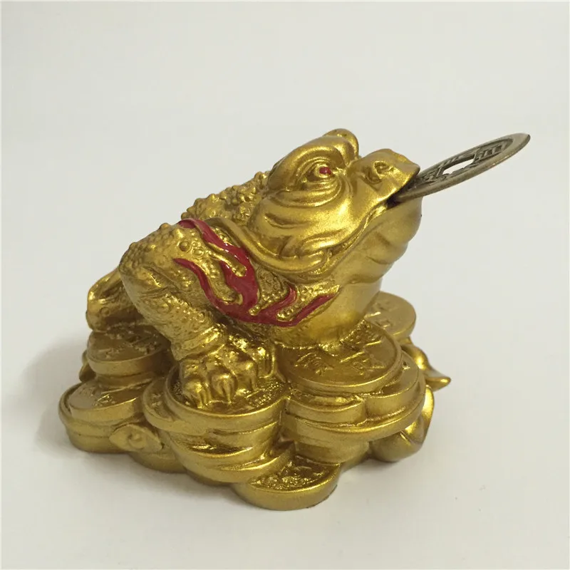 Image of Goldene Drei Beinen Kröte Statuen Feng Shui Glück Geschenke Chinesischen Buddha Münze Frosch Tier Statue Skulpturen Hause Dekoration