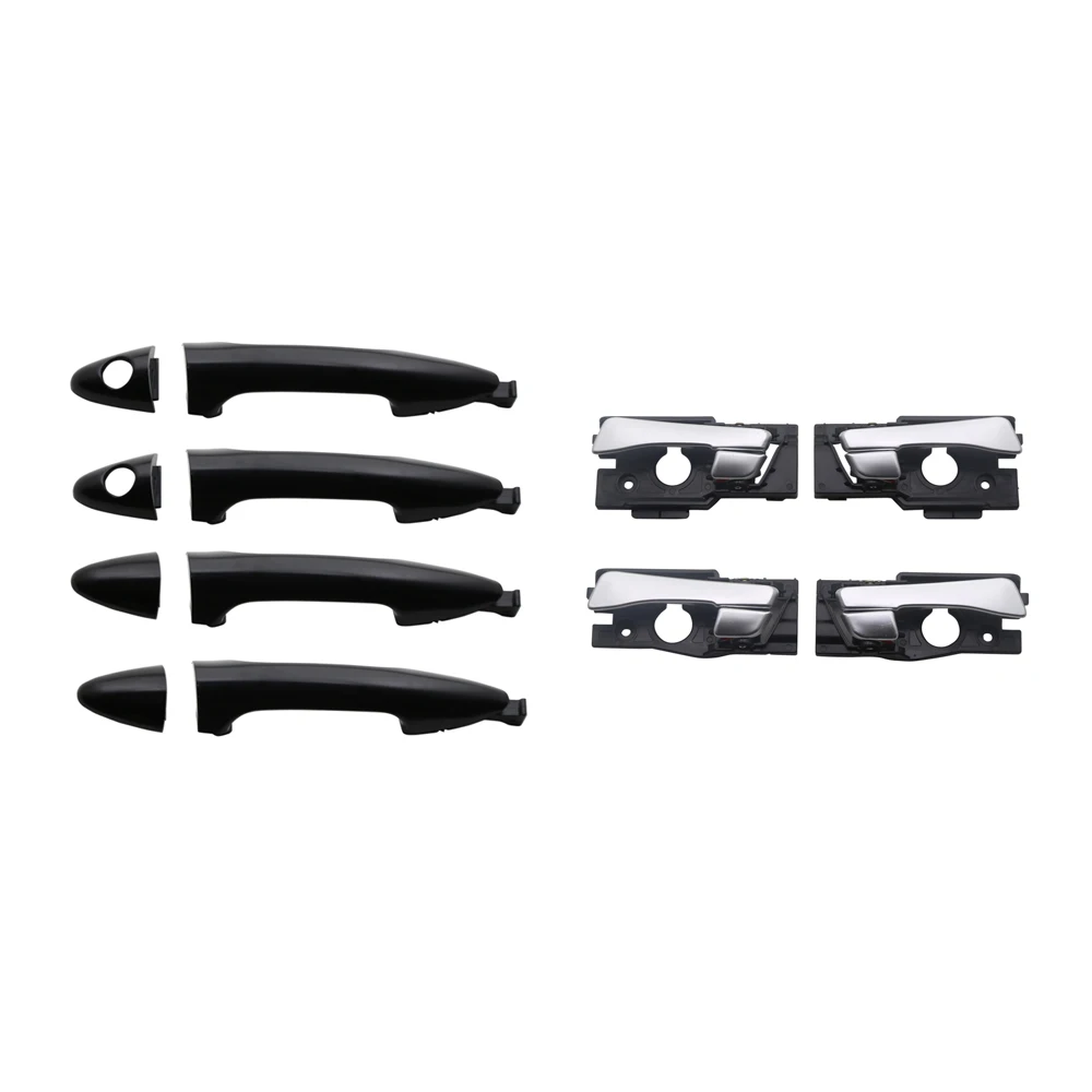 8PCS SET BLACK EXTERIOR  SILVER INTERIOR DOOR HANDLE  FOR HYUNDAI ACCENT  12-C 2011 2012 2013  FR:82661-1R000-CA FL:82651-1R000-