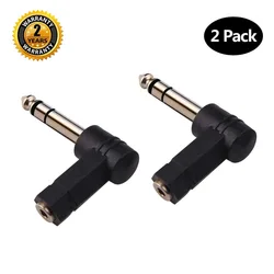 1/4 Inch TRS to 3.5mm Right Angle Adapter,6.35mm Male to 3.5mm Female 90 Degree Stereo Headphone Audio Adaptor Converter Connect