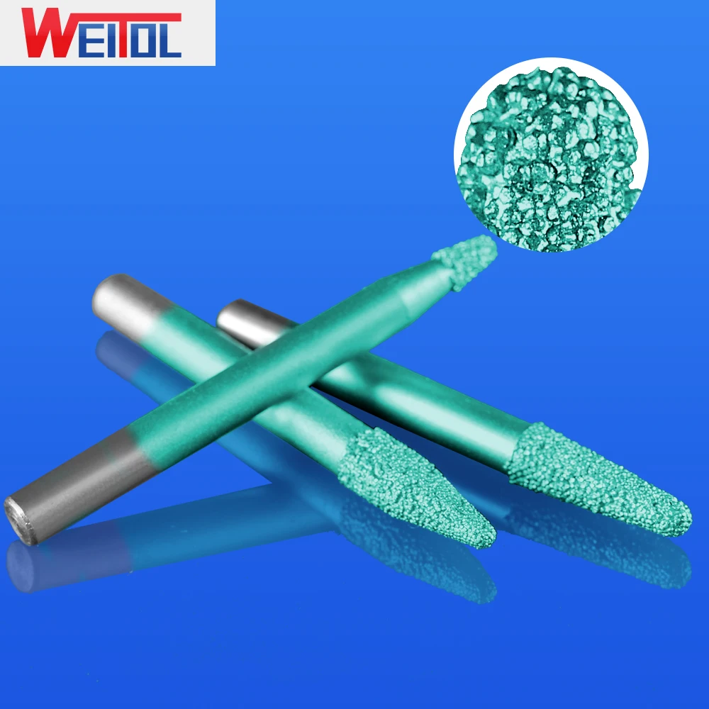 WeiTol1 piece 6/8/10mm Vacuum brazed stone bits CNC marble cutting tools CNC machine stone cutter bits for granite